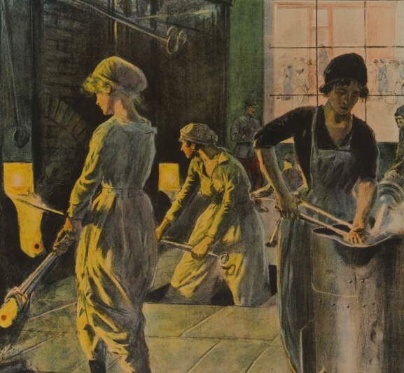Illustration of women munitions workers during the First World War